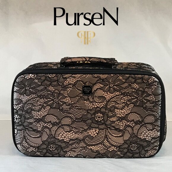 PurseN Amour Travel Case 2 Large Inside Compartments Outside Hidden Hanging Hook - Picture 1 of 15